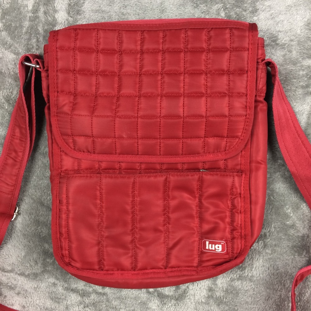 Lug Moped Crossbody Bag Quilted Red Medium Travel Adjustable Strap Purse READ